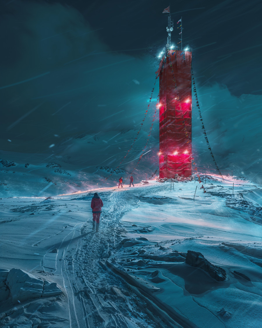 The Red Tower at Night