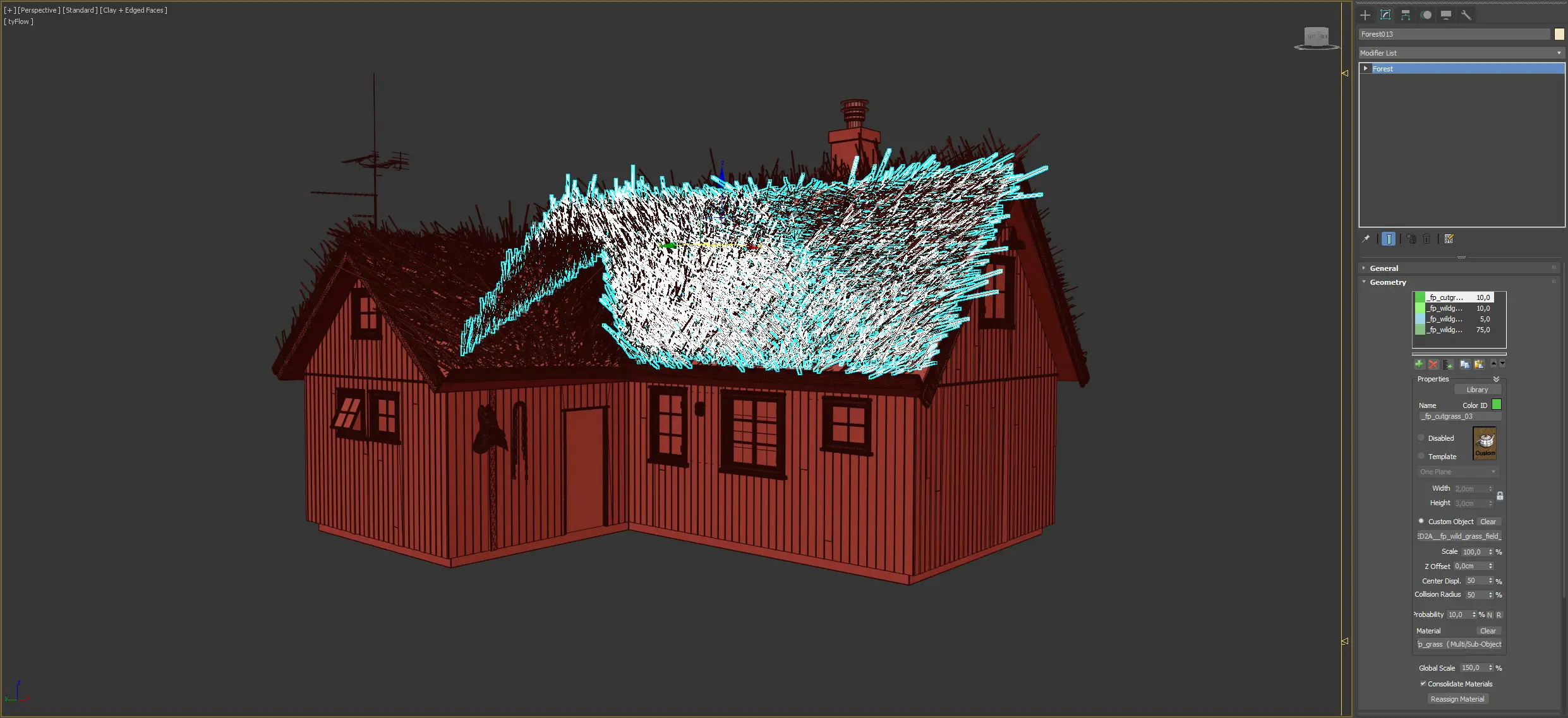 3D Modeling grass on the roof