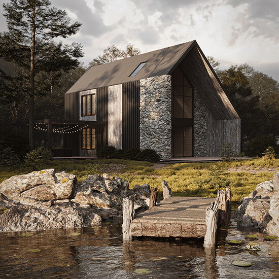 Vitalii Kazachek 3D Render House Forest