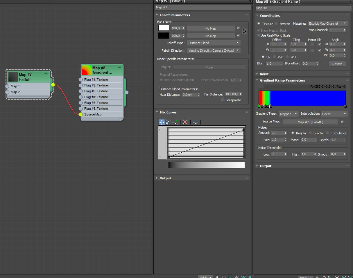 How to use fall off corona render map