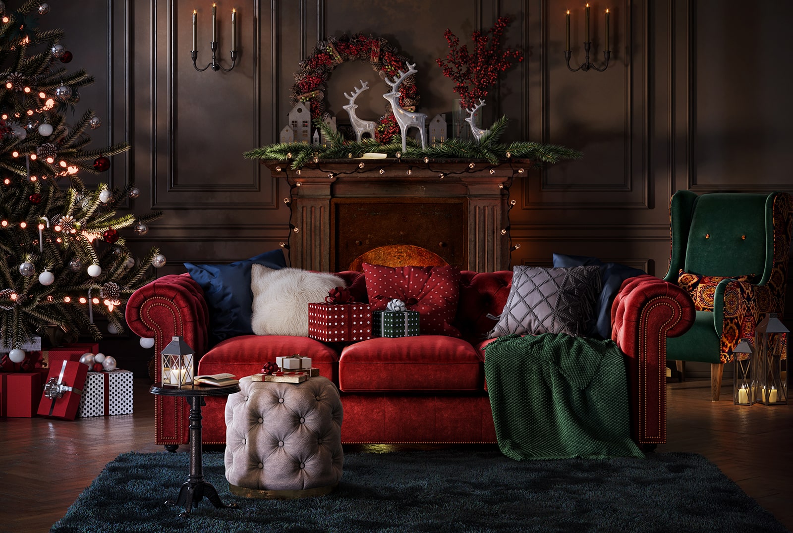 3d новогодний интерьер