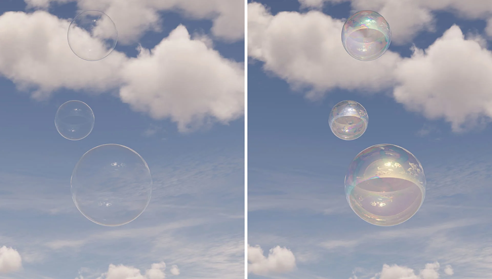Create rainbow effects on bubbles and more with Corona's thin film layer Corona 13