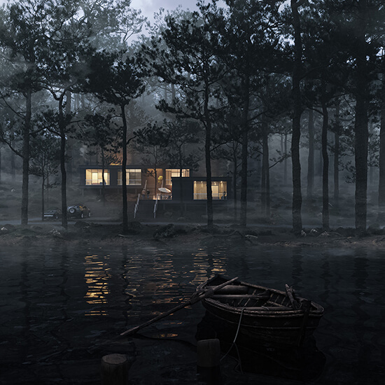 Ahmad Eghtesad 3D Render House Forest