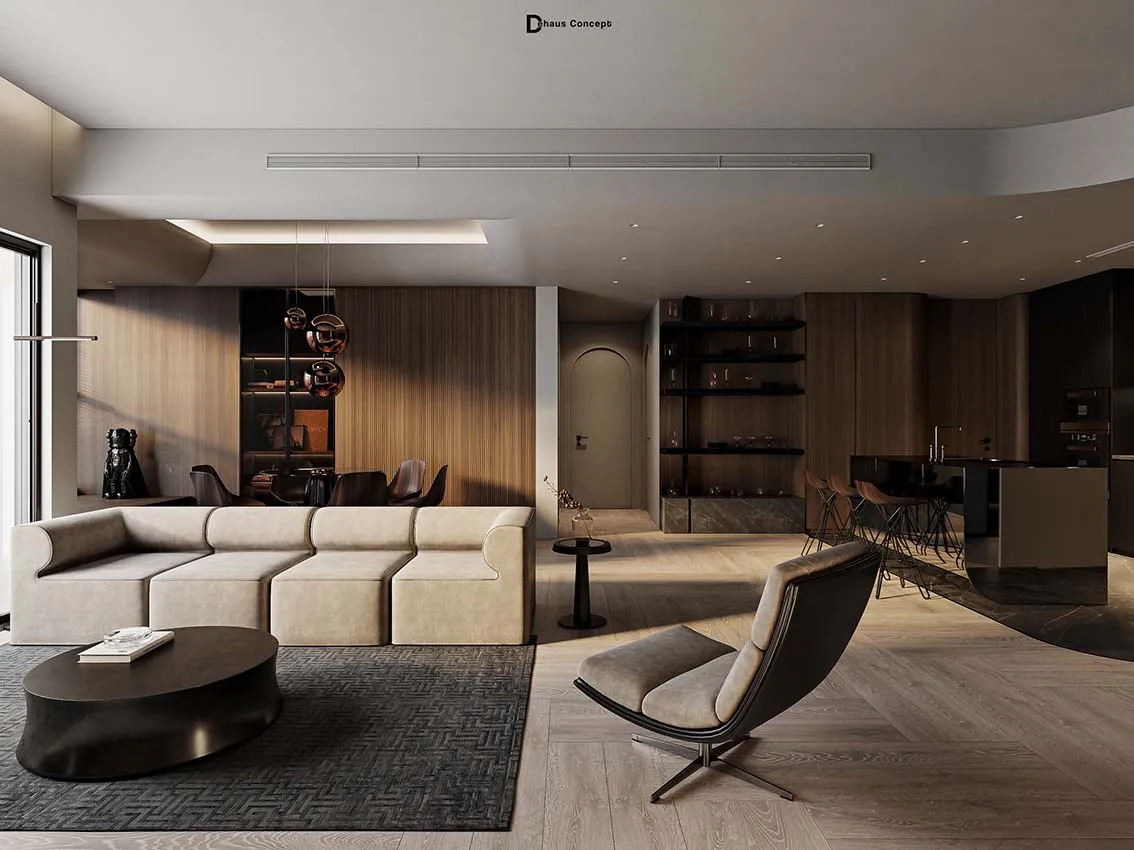 3D Livingroom Kitchen Luxury Download by Tran Trung Hau 675 3ds max Corona Free Scene 1