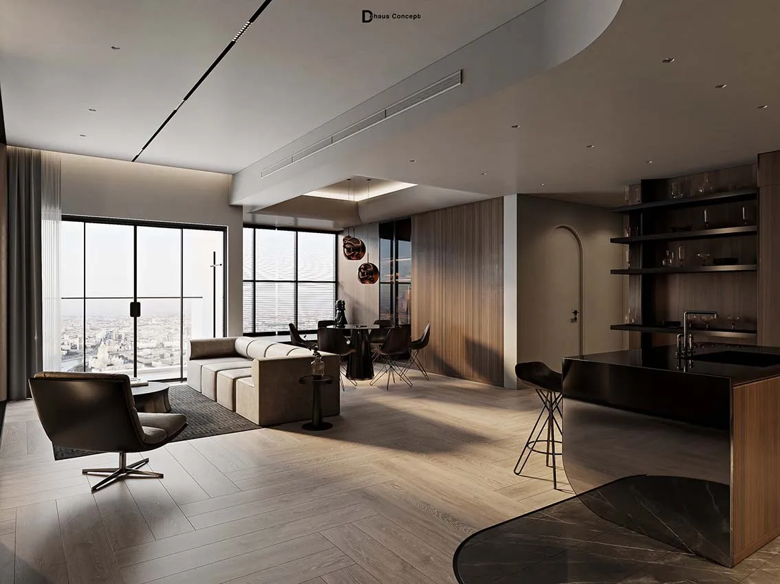 3D Livingroom Kitchen Luxury Download by Tran Trung Hau 675 3ds max Corona Free Scene 2