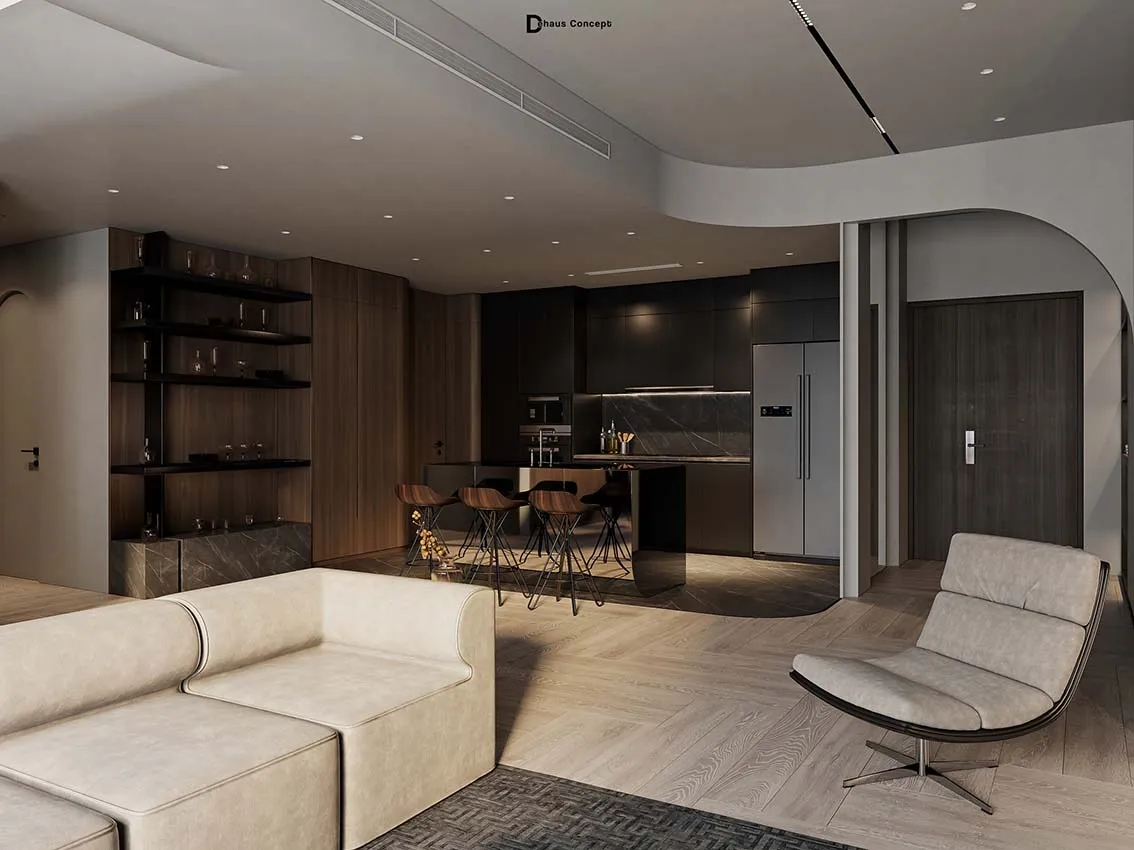 3D Livingroom Kitchen Luxury Download by Tran Trung Hau 675 3ds max Corona Free Scene 3