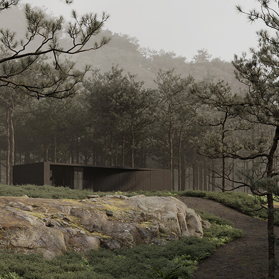 Daryna Akhtyrska 3D Render House Forest