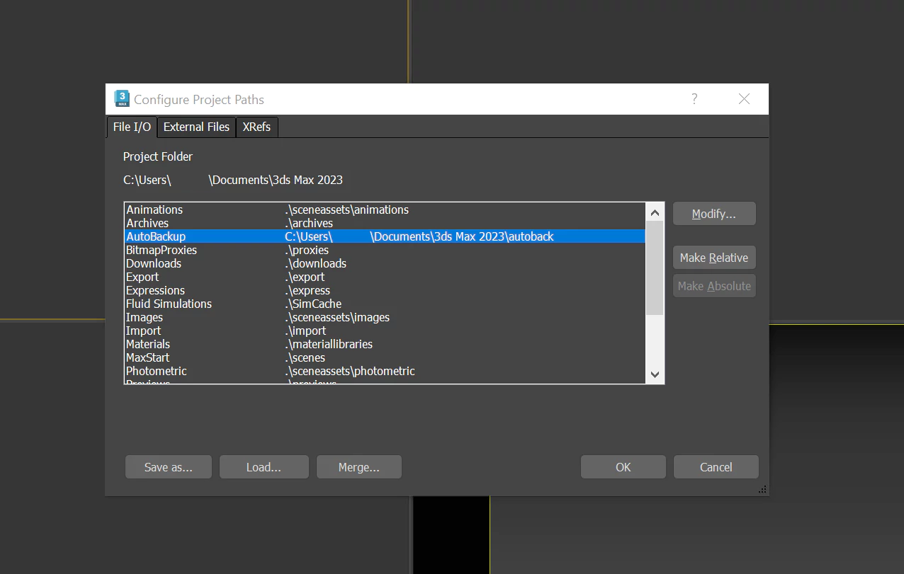 Autoback folder in 3Ds Max