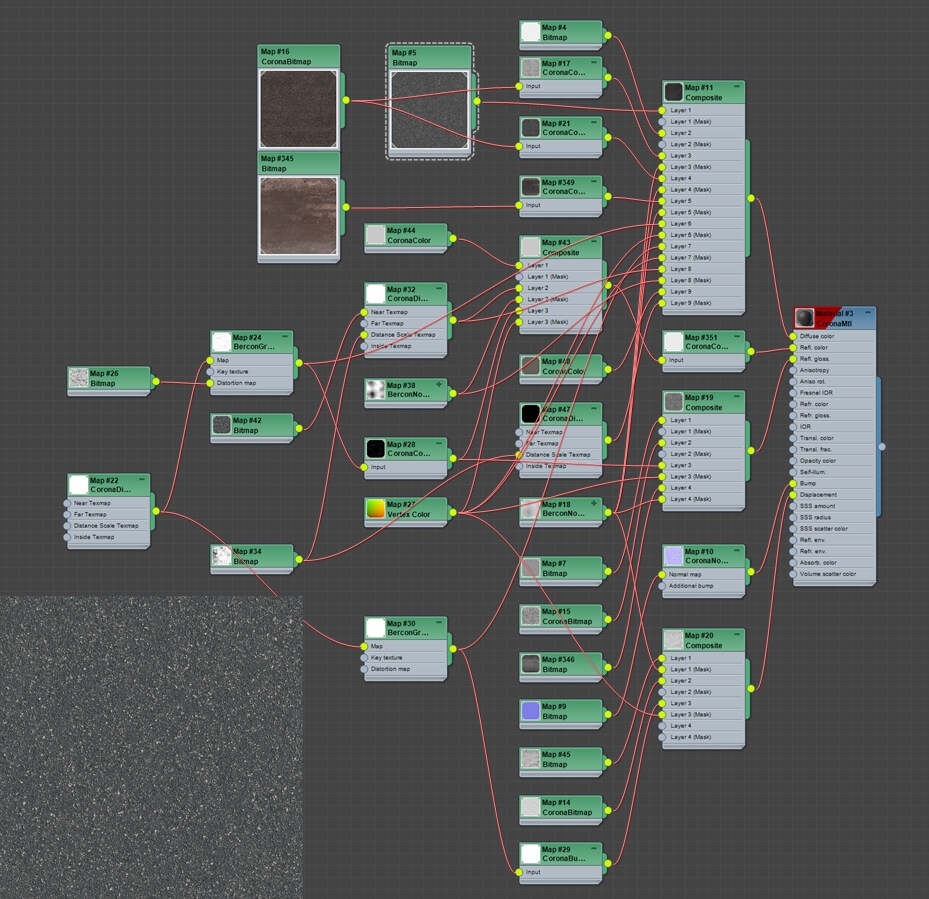 Asphalt material in Corona Renderer