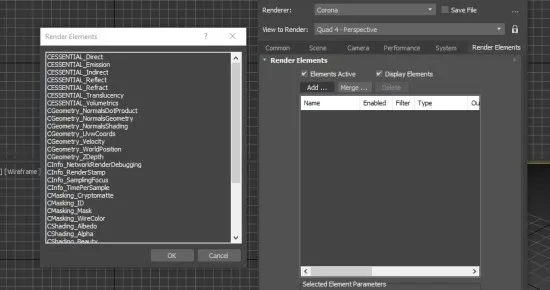 Corona Renderer Elements Manager