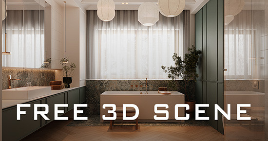 Free Bathroom 3D Scene for Corona 3DS Max
