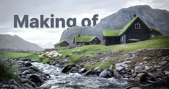 "Green Roofs from the Faroe Islands" 3D Rendering Tutorial by Aleksey Karetin