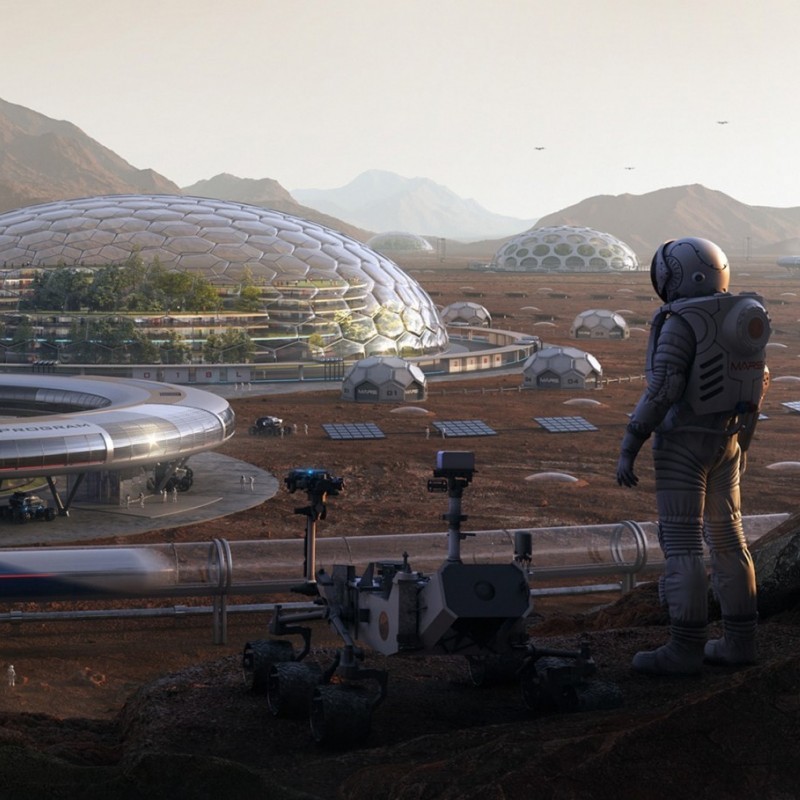 people on Mars 3d rendering